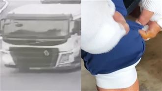 砂石車整路掉土　害送報老翁重摔全身傷