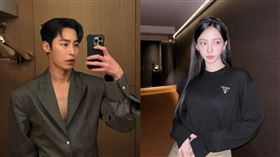 Karina（右）與李宰旭（左）的戀情曝光後，網路上鬧得沸沸揚揚。（圖／翻攝自IG）