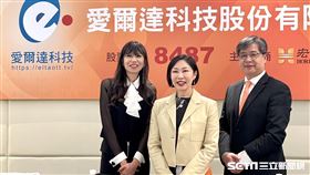 愛爾達科技（8487）將於今年3月下旬登上創新板，圖中為董事長陳怡君、圖左為執行副總暨內容長江瑋玲、圖右為財務長許牧羣。（圖／記者王翊綺攝影）