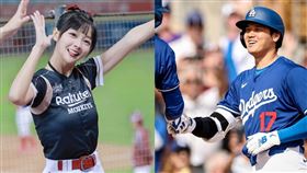 籃籃昨日上飛機前還開心與大谷翔平海報合照。（合成圖／翻攝自籃籃IG、道奇推特）