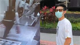 陳亞豪被看了一眼持滅火器動手毆打林男。(圖／翻攝畫面)