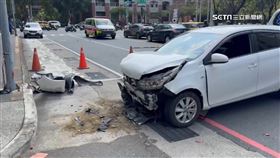 翁看完診開車疑「誤踩油門」　撞破成大醫院牆