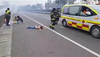 台78線火燒車　1家4口燒傷童趴地送醫