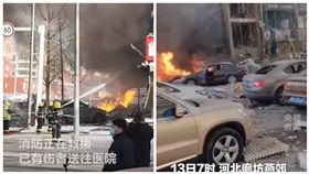 河北燕郊大爆炸！1死22傷　多車被炸爛「建築物淪廢墟」（圖／翻攝自央視新聞）
