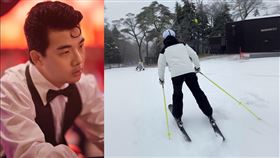 胡瑋杰近日到輕井澤滑雪，連滑3天SKI更加碼挑戰雪板。（組合圖／翻攝自huweijie_ig）