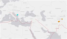 蒙特內哥羅和波士尼亞邊境發生5.4規模地震。（圖／翻攝自USGS）