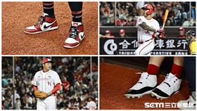 ▲味全龍林智勝、廖任磊今年都穿喬丹釘鞋。（圖／記者劉彥池攝影）