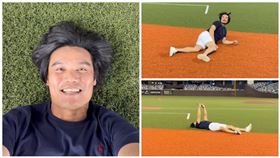 ▲王勝偉首次踏進大巨蛋場內，「花式」拍照留紀念。（圖／翻攝自王勝偉、賴智垣、王正棠IG）