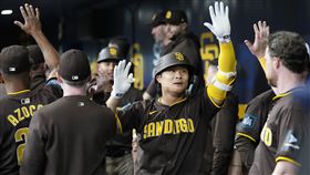 ▲金河成在韓國對上LG雙子的熱身賽炸2轟。（圖／美聯社／達志影像）