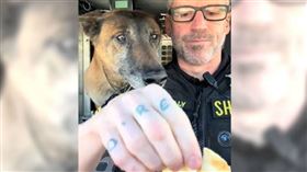 ▲員警拿出一大包旺旺宜蘭食品出產的「雪の月雪餅」與警犬一起分享。（圖／Tik Tok  radar_snacks）

