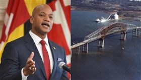 巴爾的摩州長摩爾（Wes Moore）指出貨輪撞上撞巴爾的摩橋前，曾發出求救訊號！（組合圖／左圖翻攝自X@iamwesmoore,右圖翻攝自馬里蘭州政府官網）