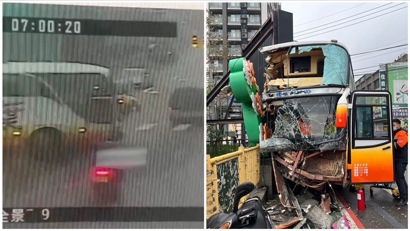 竹東高中校車自撞8傷　撞擊瞬間曝光