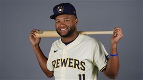 ▲釀酒人新秀奇里歐（Jackson Chourio）敲出大聯盟生涯首安。（圖／美聯社／達志影像）