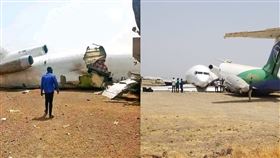 ▲波音飛機降落墜毀！輪胎爆炸撞上失事飛機 畫面曝光（圖／翻攝自X平台）