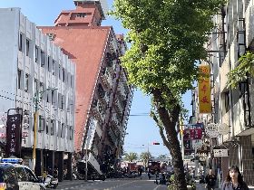 花蓮地震災情  中山路重慶路口房屋傾