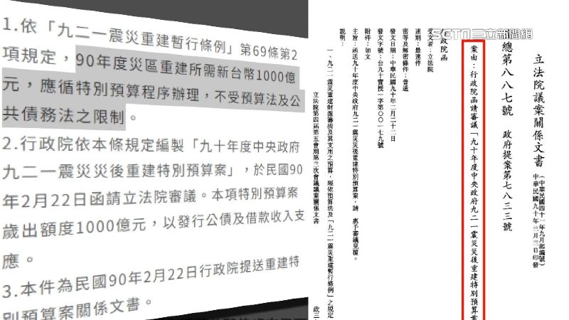 藍擬刪特別預算但書　網怒：地震經費誰出