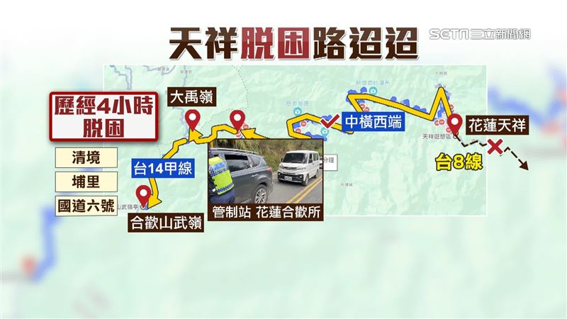 中橫公路西端搶通後，受困花蓮天祥多日的民眾趕緊開車逃離