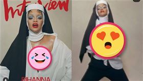 蕾哈娜性感修女造型惹議。（圖／翻攝自IG／蕾哈娜Rihann）