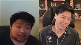 看統神哭報關頻道，Toyz狂笑當場開心到喝香檳慶祝。（圖／翻攝自Toyz直播）