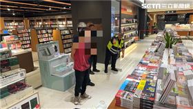 24歲王姓男子攜帶10公升汽油前往勤美誠品商場，於3樓潑灑汽油意圖縱火遭警方逮捕。（圖／翻攝畫面）