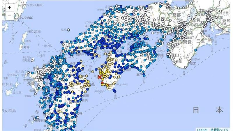 日本豐後水道規模6.4地震 最大震度6弱