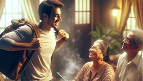 孝順,父母,孩子,吃飯（圖／AI生成）