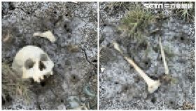 彰化伸港鄉大肚溪河床驚見人骨遺骸。（圖／翻攝畫面）