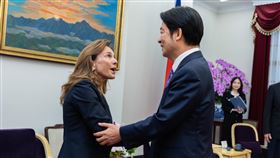 副總統接見美國聯邦眾議院跨黨派議員訪團（1）副總統賴清德（右）23日在總統府接見美國聯邦眾議院跨黨派議員訪問團，與共和黨黨團會議祕書長麥克林（Lisa McClain，另譯：麥珂蓮）（左）握手問候致意。中央社記者翁睿坤攝  113年4月23日