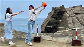 遊客可使用手機拍攝架與可愛的水豚君進行互動合影。（圖／翻攝自瑞芳區公所粉專）

