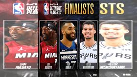 年度最佳防守球員由灰狼戈貝爾（Rudy Gobert）、馬刺溫班亞瑪以及熱火阿德巴約（Bam Adebayo）角逐。（圖／翻攝自NBA官方X）