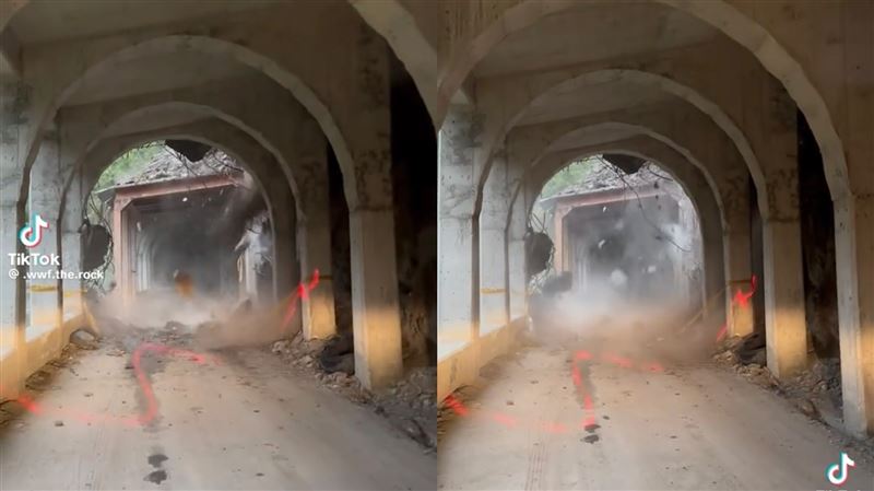 隧道落石狂砸瞬間曝　他搶修蘇花險遇禍