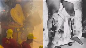 關渡宮民眾抬轎遭炸傷。（圖／翻攝自爆料公社）