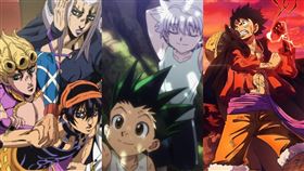 《JoJo的奇妙冒險》、《獵人》、《ONE PIECE 航海王（海賊王）》。（合成圖／翻攝自IMDB）