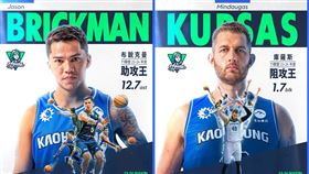 布銳克曼三年第二度榮獲年度助攻王、庫薩斯獲年度阻攻王殊榮。（圖／高雄全家海神提供）