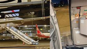東航空姐情緒失控打開客機緊急滑梯。（圖／翻攝自封面新聞）
