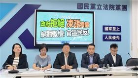 國民黨團召開「政府拒絕 凍漲電價  絕對傲慢! 官逼民反!  」記者會。（圖／國民黨團提供）