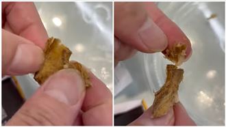 知名雞腿排餐外送　吃到「半截菸蒂」崩潰