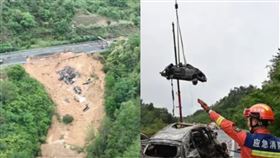 建商疑節省成本？梅大高速公路坍方已釀48死！衛星圖一看…像被轟炸過
（圖／翻攝自椒點視頻）