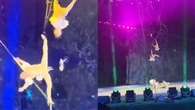 倒掛空中時設備斷裂！雜技員從3公尺高墜落　2人受傷、1人摔死
（組合圖／翻攝自網易新聞）