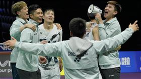 台灣男團以3：1擊敗丹麥男團，闖進湯姆斯盃4強締造隊史最佳紀錄。（圖／美聯社／達志影像）