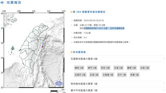 今凌晨03:21又搖！規模4.4「極淺層地震」