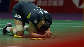 世界球后安洗瑩湯優盃8強雖然贏球，但身體疑似出狀況。（圖／美聯社／達志影像）