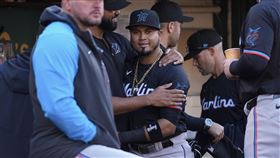 ▲馬林魚交易2屆打擊王阿瑞耶斯（Luis Arraez）給教士。（圖／美聯社／達志影像）