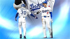 ▲大谷翔平擊出本季8轟，超越總教練羅伯茲（Dave Roberts）成為道奇最多轟日籍打者。（圖／翻攝自道奇推特）