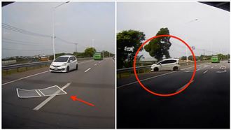 國道上有紗窗！他急閃自撞　驚險畫面曝光