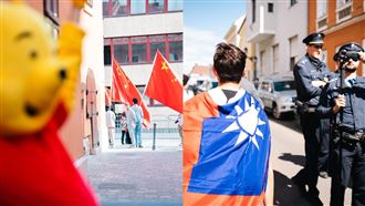 習近平訪匈！民眾披台灣國旗、扮維尼抗議