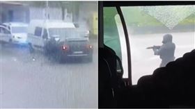 法國北部大城盧昂發生一起重大劫囚案，警匪在高速公路收費站爆發激烈槍戰，導致護送員警2死、3重傷。（圖／擷取自X）