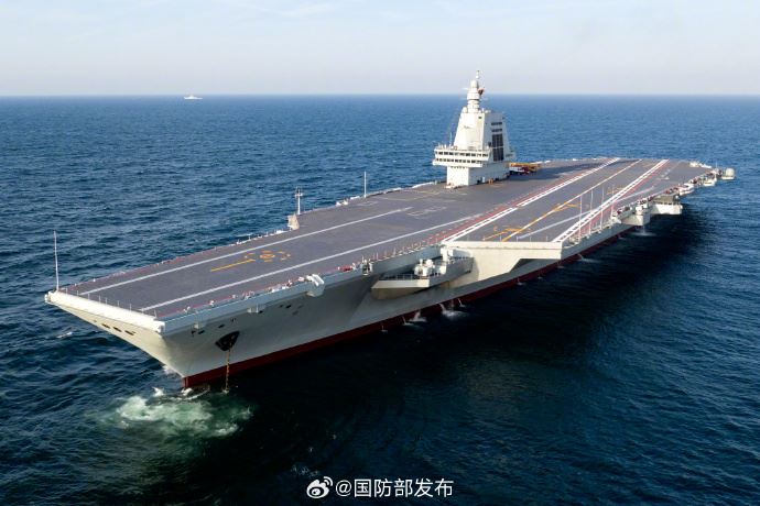 中國國防部日前表示：航空母艦福建號將展開後續試驗。（圖／翻攝自中國國防部微博）