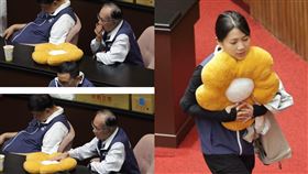 四叉貓PO文，指陳超明挖鼻孔後，將挖鼻孔的手指抹在抱枕上，徐巧芯隨後將抱枕撐脖子。（圖／翻攝自四叉貓 臉書）