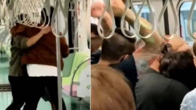 阿伯大媽圍攻中捷男！火爆一幕：台中人猛